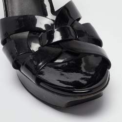 Saint Laurent Black Patent Leather Tribute Sandals Size 39.5