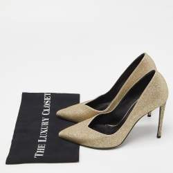 Saint Laurent Gold Glitter Pointed Toe Pumps Size 40