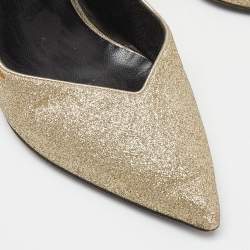 Saint Laurent Gold Glitter Pointed Toe Pumps Size 40