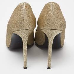 Saint Laurent Gold Glitter Pointed Toe Pumps Size 40