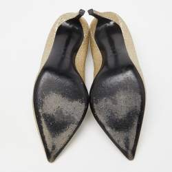 Saint Laurent Gold Glitter Pointed Toe Pumps Size 40