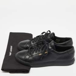 Saint Laurent Black Leather Andy Low Top Sneakers Size 39.5