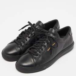 Saint Laurent Black Leather Andy Low Top Sneakers Size 39.5