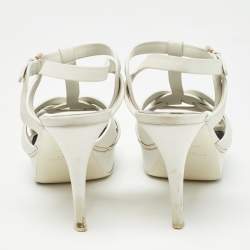 Pre Owned Saint Laurent White Leather Tribute Sandals Size 38