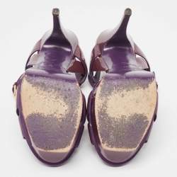 Pre Owned Saint Laurent Purple Patent Leather Tribute Platform Ankle Strap Sandals Size 39