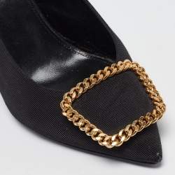 Saint Laurent Black Grosgrain St Sulpice Slingback Pumps Size 38.5
