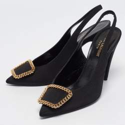 Saint Laurent Black Grosgrain St Sulpice Slingback Pumps Size 38.5