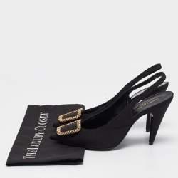 Saint Laurent Black Grosgrain St Sulpice Slingback Pumps Size 38.5