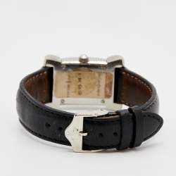 Pre Owned Yves Saint Laurent White Stainless Steel Leather Bow Women's Wristwatch 19 mm