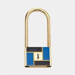 Pre Owned Yves Saint Laurent Blue Gold Plated Stainless Steel Leather Classic Women's Wristwatch 28 mm