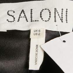 Pre Owned Saloni Black Stretch Crepe Stud Detail Midi Dress S