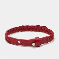 Salvatore Ferragamo Vara Bow Red Leather Gold Tone Bracelet