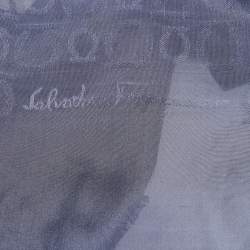 Salvatore Ferragamo Navy Blue Ganchini Silk Jacquard Lightweight Scarf