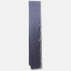 Salvatore Ferragamo Navy Blue Ganchini Silk Jacquard Lightweight Scarf