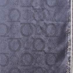 Salvatore Ferragamo Navy Blue Ganchini Silk Jacquard Lightweight Scarf