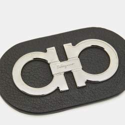 Pre Owned Salvatore Ferragamo Gancini Key Chain Black Leather
