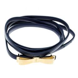 Pre Owned حزام سكيني سالفاتوري فيراغامو جلد أزرق طويل 95 سم