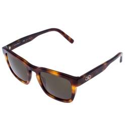 Pre Owned Salvatore Ferragamo Brown/Green Tortoise SF827S Square Sunglasses 