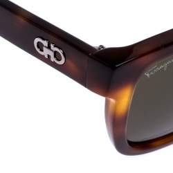 Pre Owned Salvatore Ferragamo Brown/Green Tortoise SF827S Square Sunglasses 