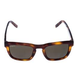 Pre Owned Salvatore Ferragamo Brown/Green Tortoise SF827S Square Sunglasses 