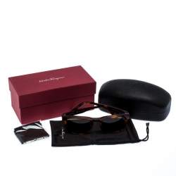 Pre Owned Salvatore Ferragamo Brown/Green Tortoise SF827S Square Sunglasses 