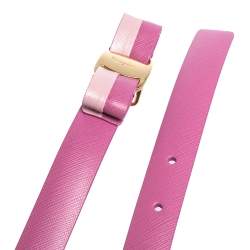 Pre Owned Salvatore Ferragamo Anemone Pink Leather Bow Belt 95CM