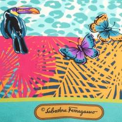 Pre Owned Salvatore Ferragamo Aqua Blue Guizzo Silk Square Scarf