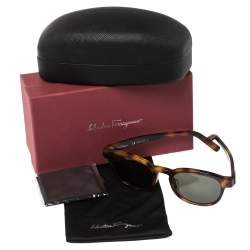 Pre Owned Salvatore Ferragamo Havana/Green SF866S Oval Sunglasses
