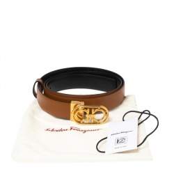 Pre Owned حزام سالفاتوري فيراغامو غانشيني جلد بني فاتح بإبزيم  85 سم