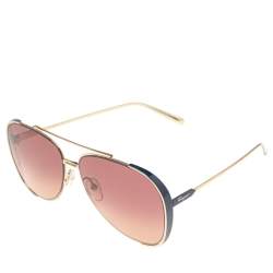 Pre Owned Salvatore Ferragamo Pink/Blue Acetate SF205S Gradient Aviator Sunglasses