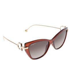 مملوكة مسبقًا Salvatore Ferragamo Brown SF928S Square Gradient  Sunglasses