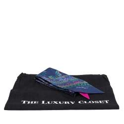 مملوكة مسبقًا Salvatore Ferragamo Marine Blue Floral Print Silk Bandeau