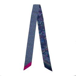 مملوكة مسبقًا Salvatore Ferragamo Marine Blue Floral Print Silk Bandeau