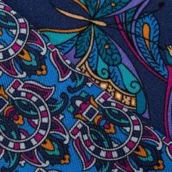 مملوكة مسبقًا Salvatore Ferragamo Marine Blue Floral Print Silk Bandeau