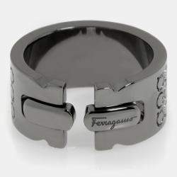 Pre Owned Salvatore Ferragamo Gancini Rhodium Silver Band Ring Sz. 9.5