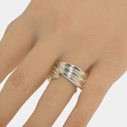 Pre Owned Salvatore Ferragamo Wedge Sterling Silver Band Ring Sz. 7.5