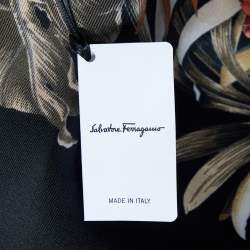 Salvatore Ferragamo Black Floral Printed Silk Square Scarf