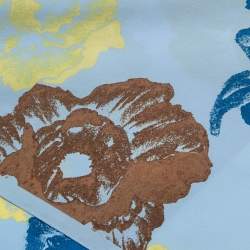 Pre Owned Salvatore Ferragamo Blue Poppy Print Silk Scarf