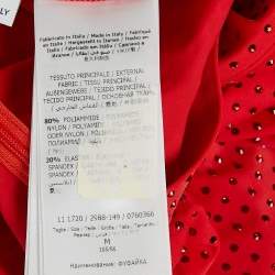 Salvatore Ferragamo Red Studded Jersey Long Sleeve Top  M