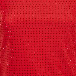 Salvatore Ferragamo Red Studded Jersey Long Sleeve Top  M