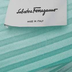 Salvatore Ferragamo Blue Floral Print Satin Plisse Midi Dress M