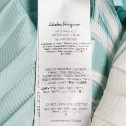 Salvatore Ferragamo Blue Floral Print Satin Plisse Midi Dress M