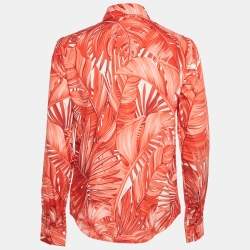 Pre Owned Salvatore Ferragamo Red Tropical Print Cotton Shirt S