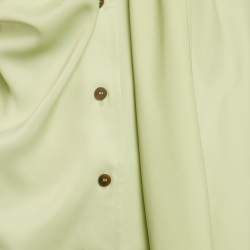 مملوكة مسبقًا Salvatore Ferragamo Light Green Satin Draped Scarf Detail Shirt S
