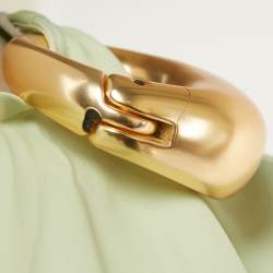 مملوكة مسبقًا Salvatore Ferragamo Light Green Satin Draped Scarf Detail Shirt S