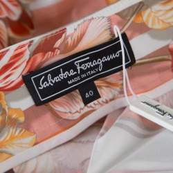 Salvatore Ferragamo Multicolor Printed Cotton Belted Pleated Skirt S