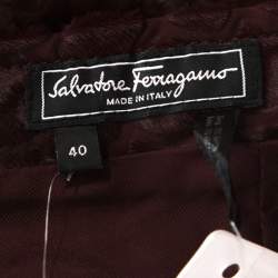 Salvatore Ferragamo Burgundy Giraffe Pattern Leather Pencil Skirt S