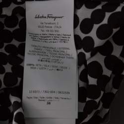 Pre Owned Salvatore Ferragamo Monochrome Polka Dot Silk Sleeveless Draped Top S