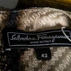 Pre Owned Salvatore Ferragamo Multicolor Snake Print Patterned Satin Asymmetric Dress M