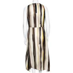 Pre Owned Salvatore Ferragamo Multicolor Snake Print Patterned Satin Asymmetric Dress M